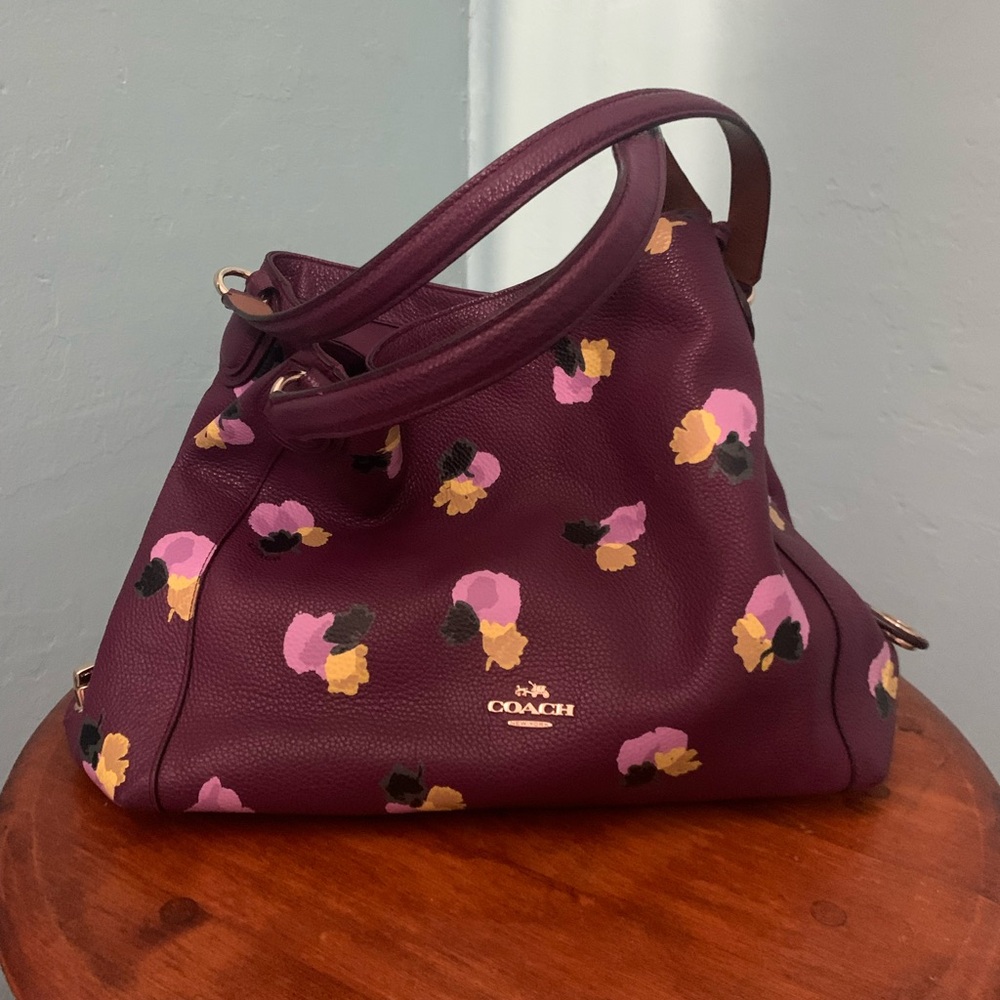 Coach Edie 31 Leather shoulder purse in Plum
